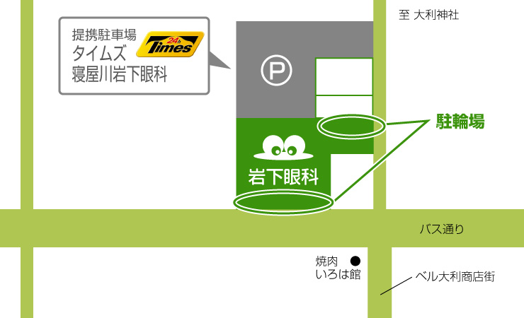 岩下眼科提携駐車場・駐輪場 地図